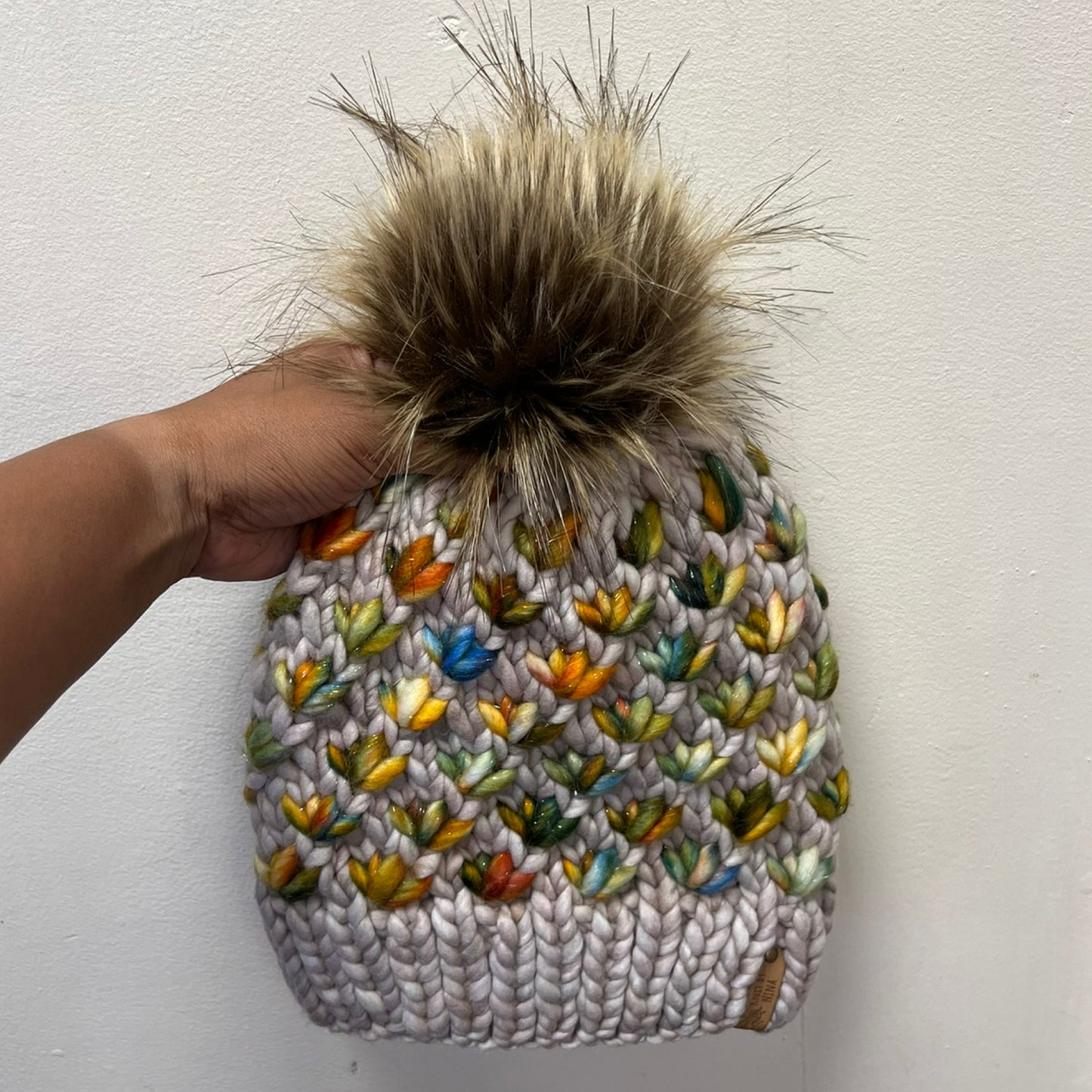 Whole Grain & Neuschwanstein in fall Shimmer Luxury Lotus Flower Beanie