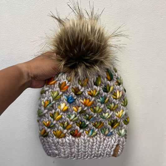 Whole Grain & Neuschwanstein in fall Shimmer Luxury Lotus Flower Beanie