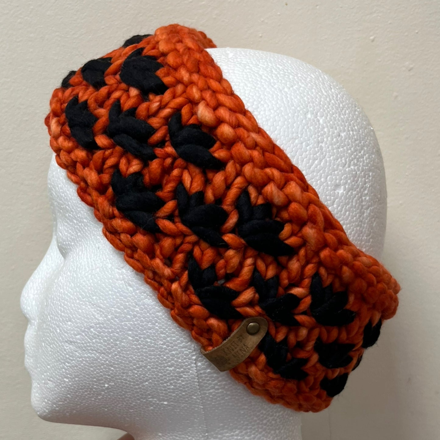Orange & Black Luxury Lotus Flower Ear Warmer