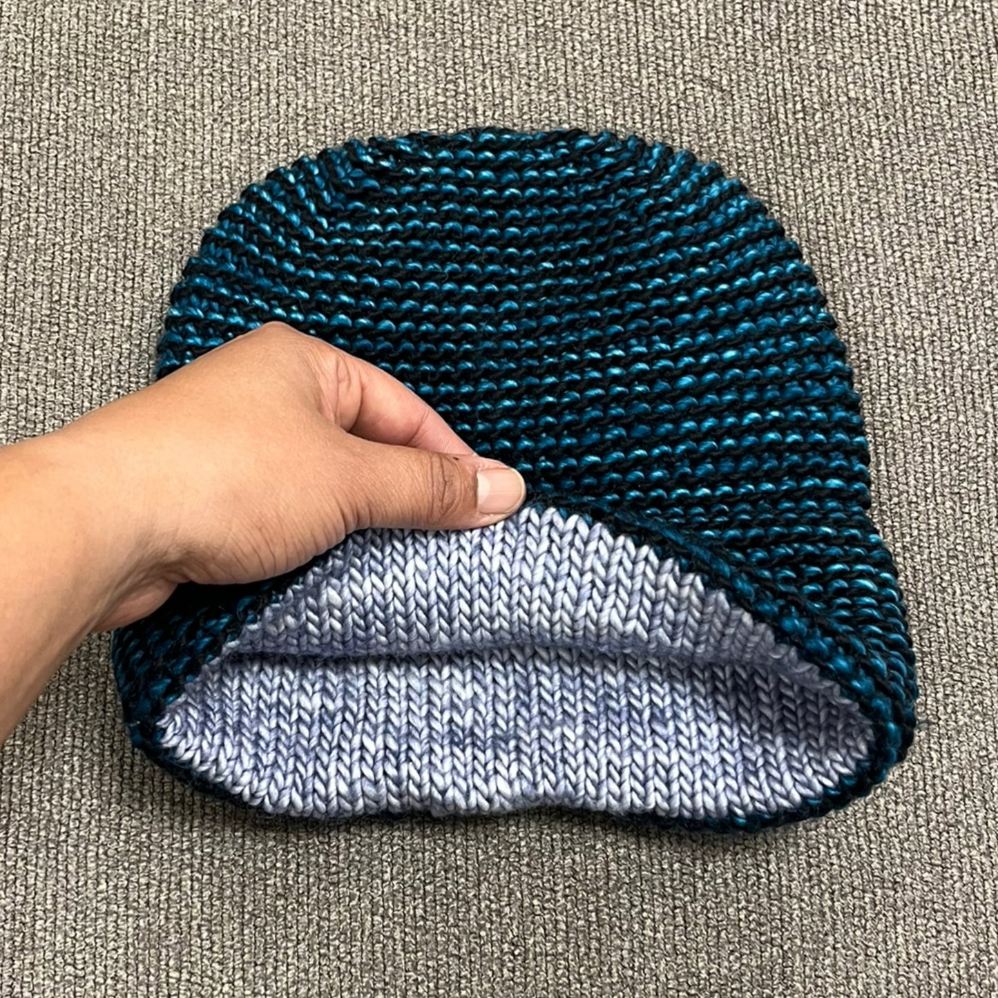 Black & Teal Luxury Double Brim Jilly Beanie