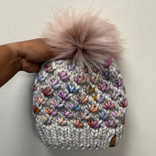 Dancing Leaves & Fog Luxury Lotus Flower Beanie