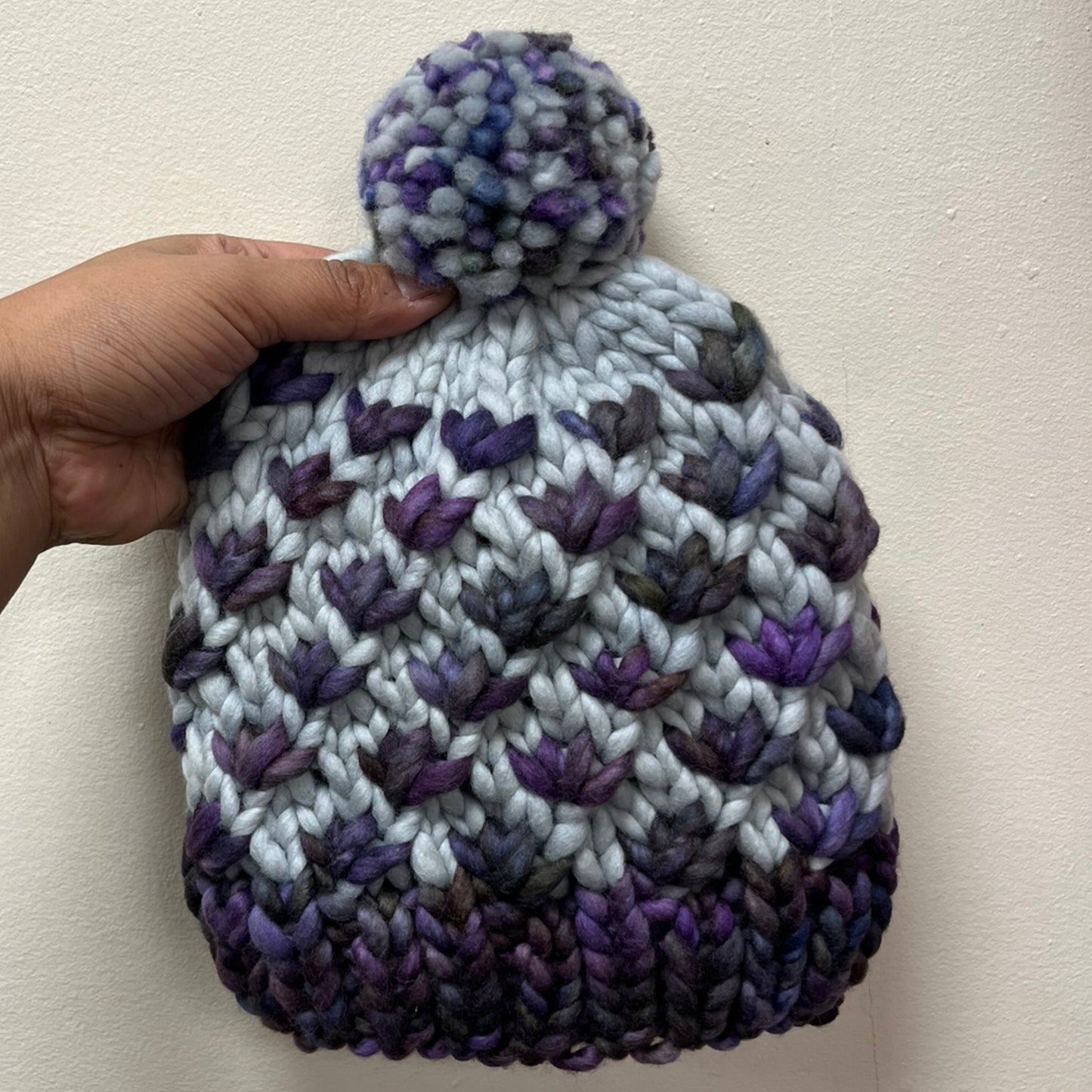 Purple & Gray Toddler Luxury Lotus Flower Beanie (2-3 yrs)