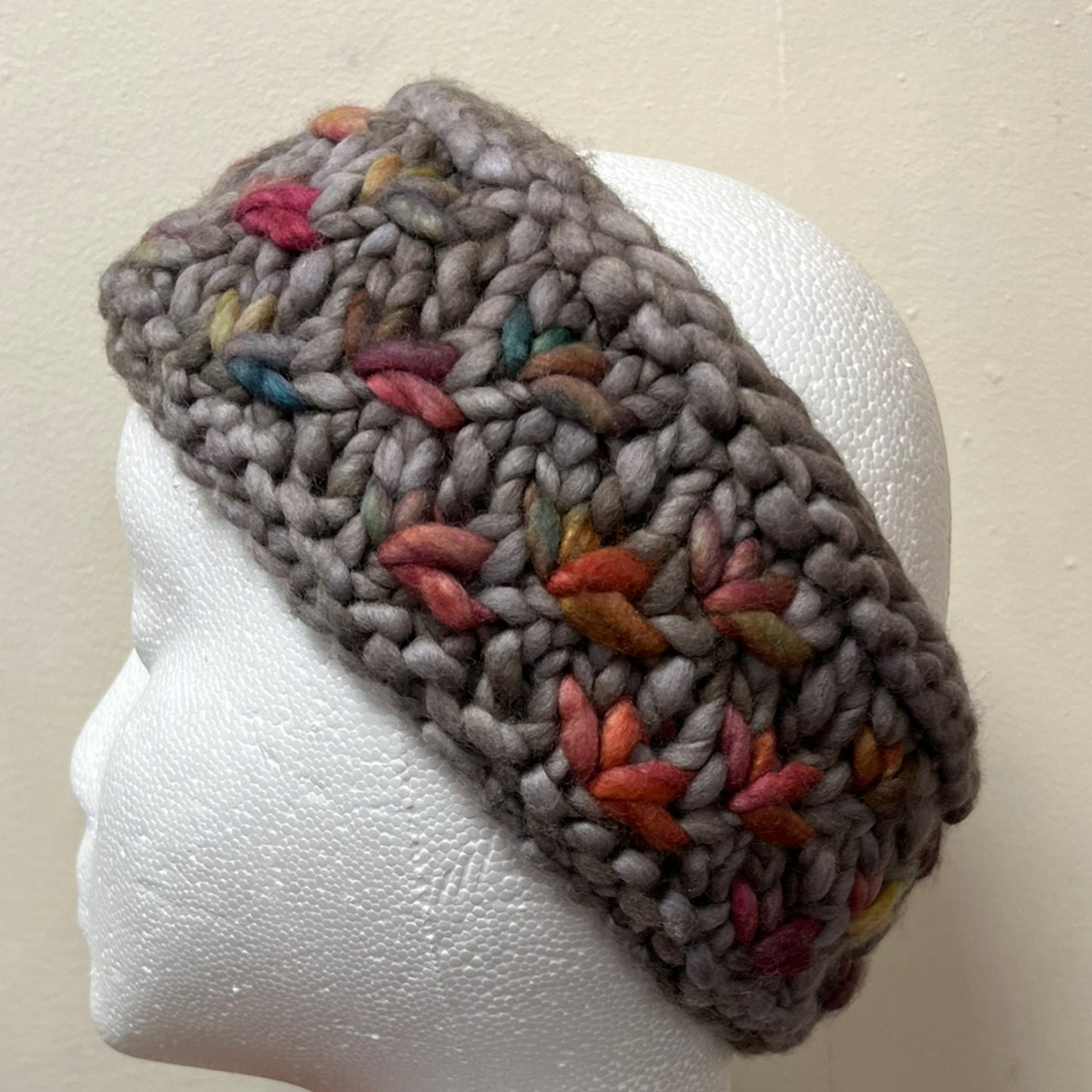 Gray & Dancing Leaves Luxury Lotus Flower Ear Warmer